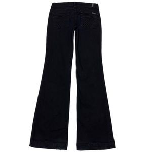 7 For All Mankind Dojo 29X35.5 XL Long Flare Black Stretch Jeans NWOT